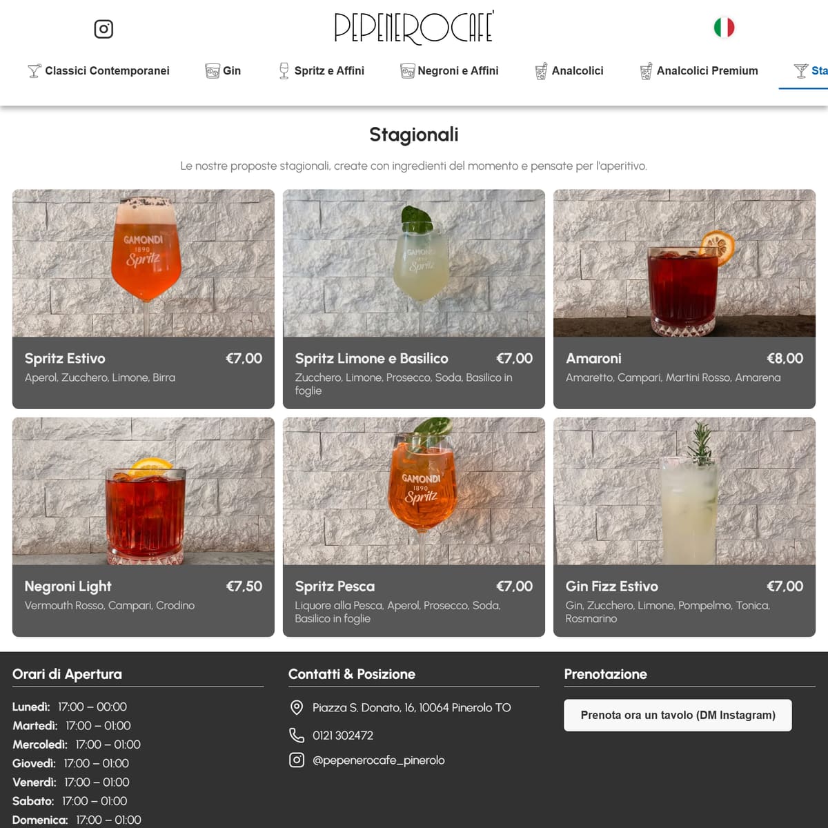Pepenero Cafè website preview